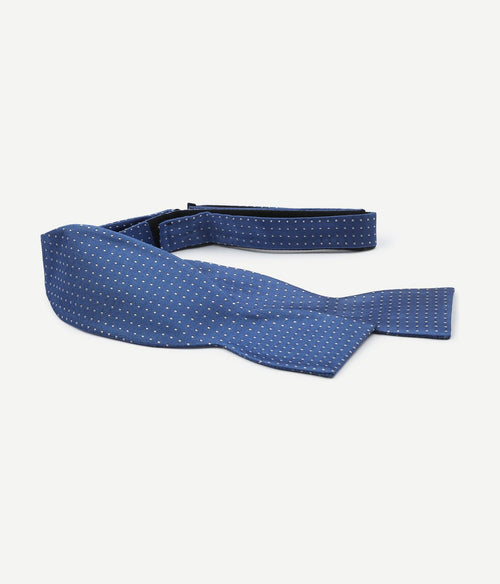 Zelfstrikker zijde blauw stip