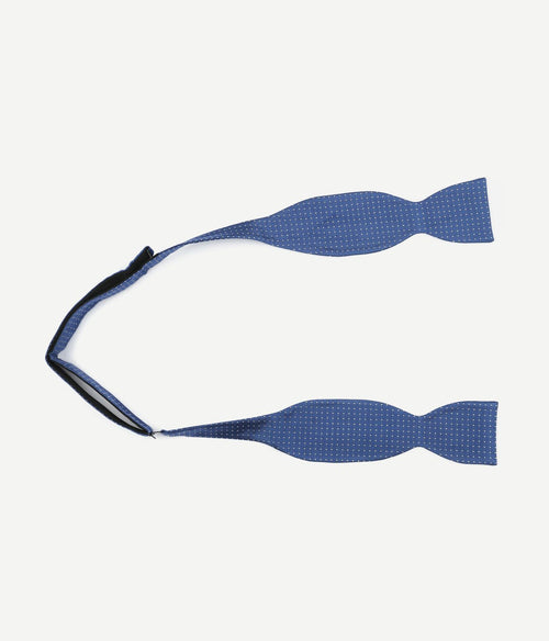 Zelfstrikker zijde blauw stip