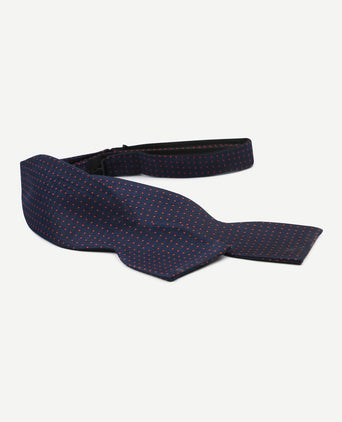 Zelfstrikker zijde donkerblauw stip