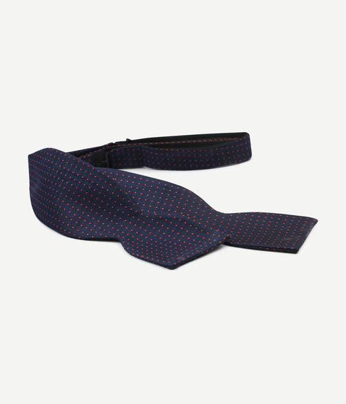 Zelfstrikker zijde donkerblauw stip