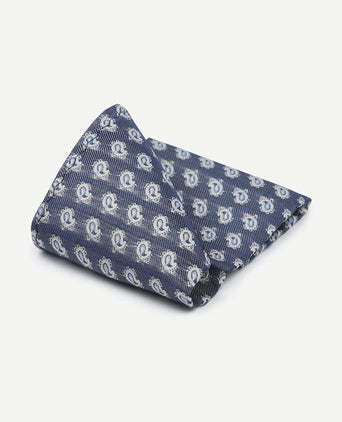 Zijde pochet blauw print