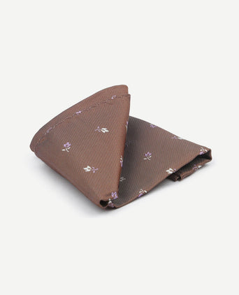 Suitable zijde pochet bloem bruin