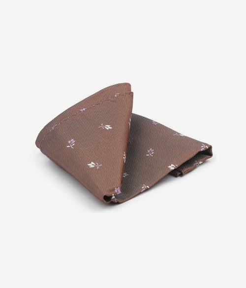 Suitable zijde pochet bloem bruin