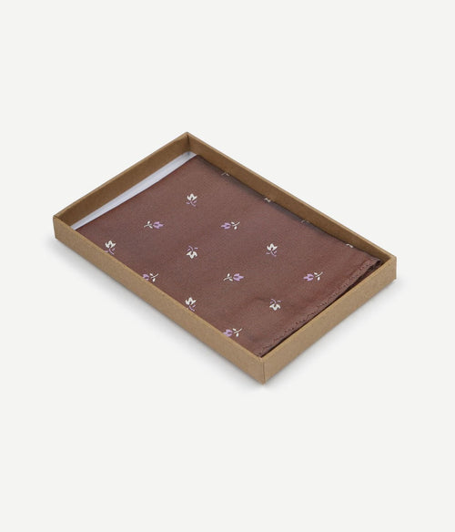 Suitable zijde pochet bloem bruin