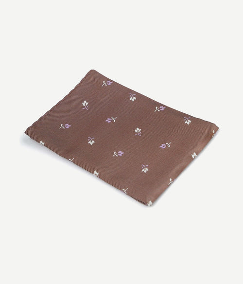 Suitable zijde pochet bloem bruin