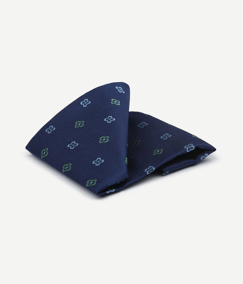 Suitable zijde pochet bloem donkerblauw