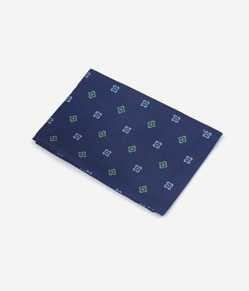 Suitable zijde pochet bloem donkerblauw