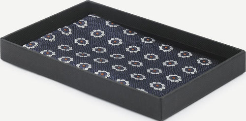 Suitable zijde pochet bloem donkerblauw