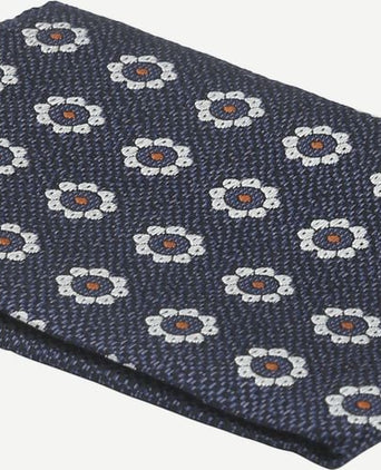 Suitable zijde pochet bloem donkerblauw