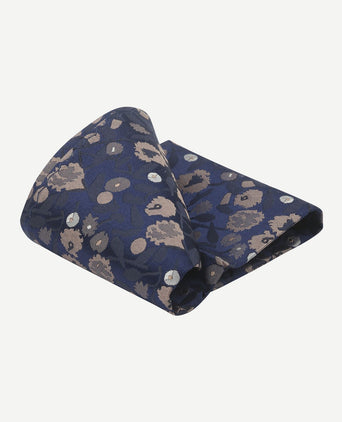 Zijde pochet bloem donkerblauw