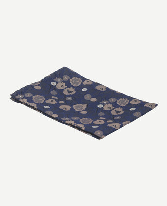 Zijde pochet bloem donkerblauw