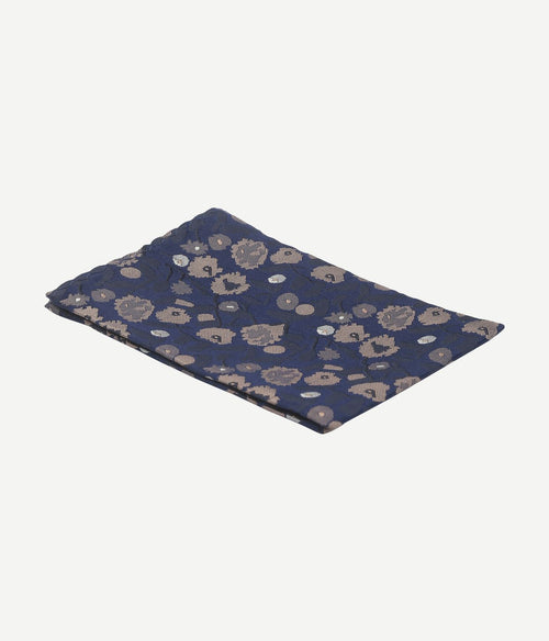 Zijde pochet bloem donkerblauw