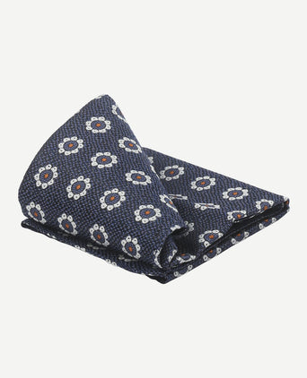 Zijde pochet bloem donkerblauw