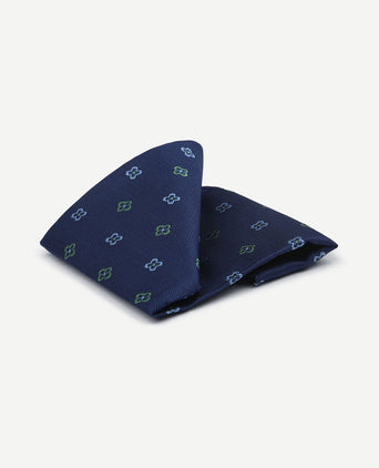 Zijde pochet bloem donkerblauw