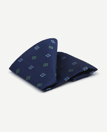 Zijde pochet bloem donkerblauw