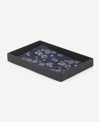 Suitable zijde pochet bloem donkerblauw