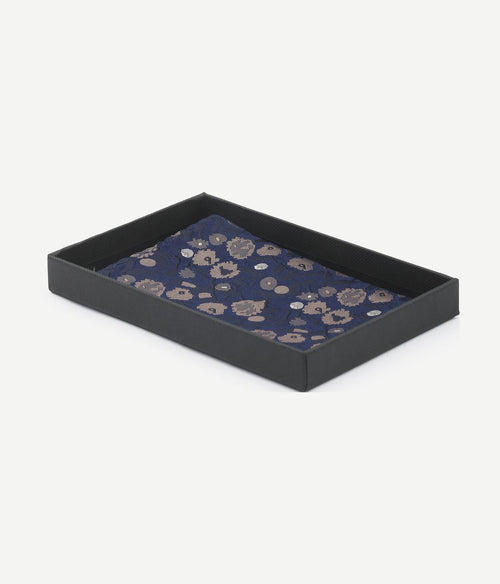 Zijde pochet bloem donkerblauw