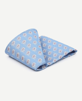Zijde pochet lichtblauw print