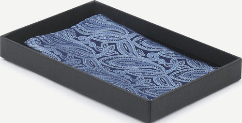 Suitable zijde pochet paisley blauw