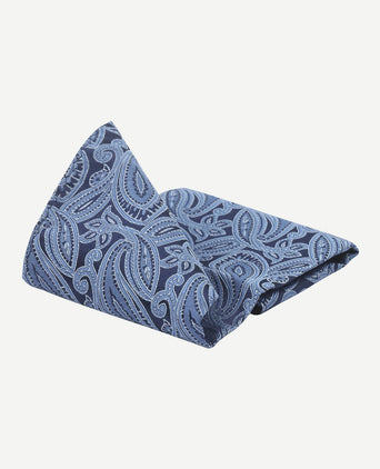Suitable zijde pochet paisley blauw