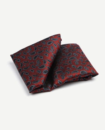 Zijde pochet paisley bordeaux