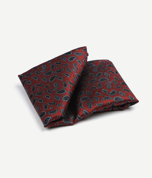 Zijde pochet paisley bordeaux