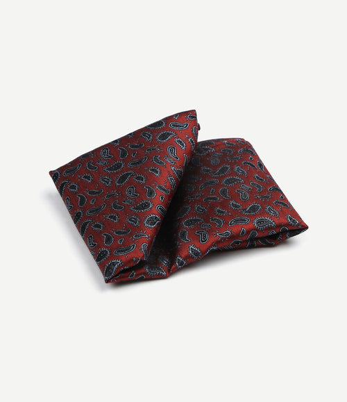 Zijde pochet paisley bordeaux