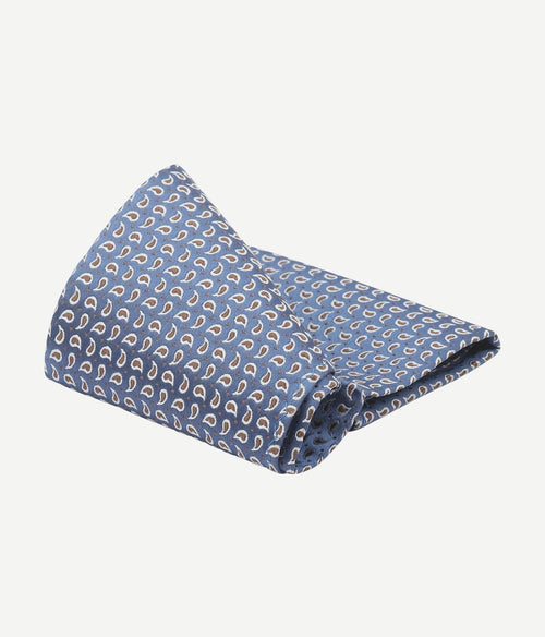 Suitable zijde pochet paisley donkerblauw