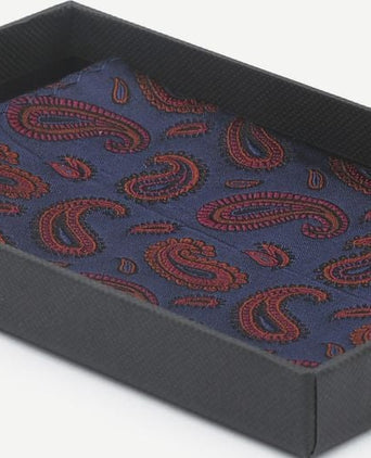 Suitable zijde pochet paisley donkerblauw