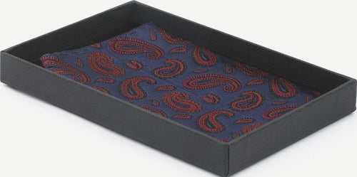 Suitable zijde pochet paisley donkerblauw