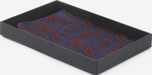 Suitable zijde pochet paisley donkerblauw