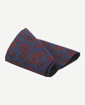 Suitable zijde pochet paisley donkerblauw