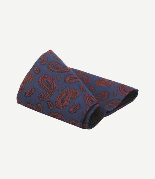 Zijde pochet paisley donkerblauw