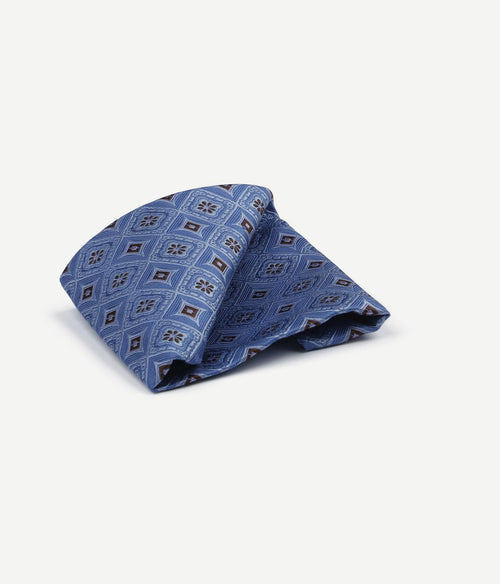 Suitable zijde pochet print blauw