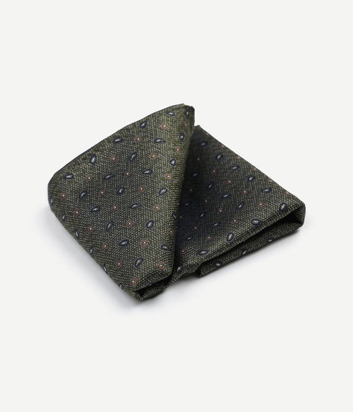 Zijde pochet small paisley olive