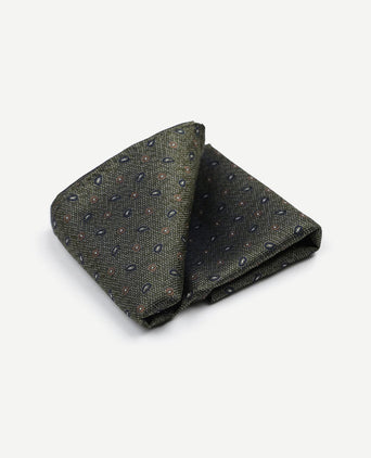 Zijde pochet small paisley olive