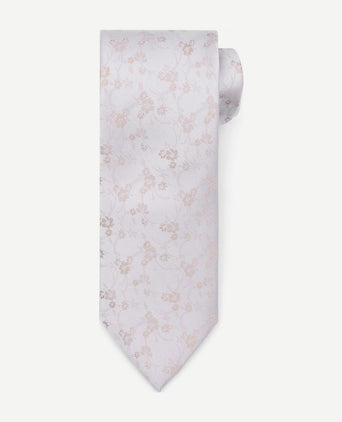 Zijde stropdas met flower off-white