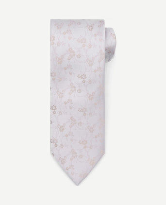 Zijde stropdas met flower off-white