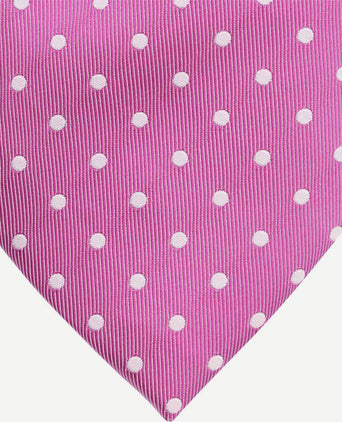 Suitable zijde stropdas stippen magenta
