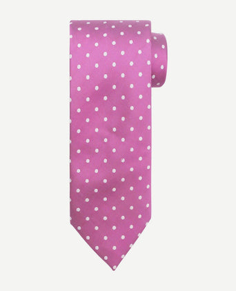 Zijde stropdas stippen magenta
