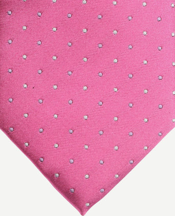 Suitable zijde stropdas stippen roze