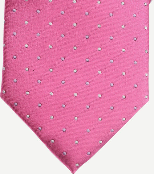 Suitable zijde stropdas stippen roze