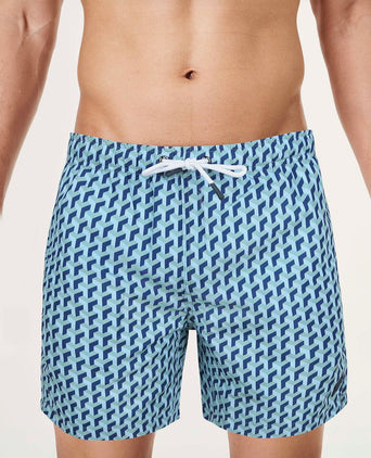 Zwembroek print blauw