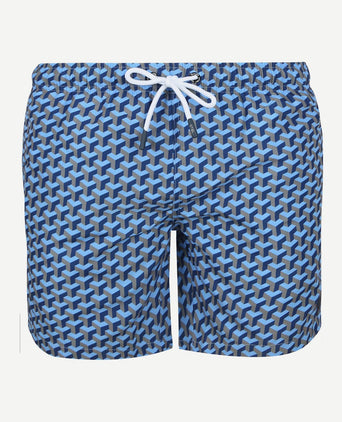 Zwembroek print donkerblauw