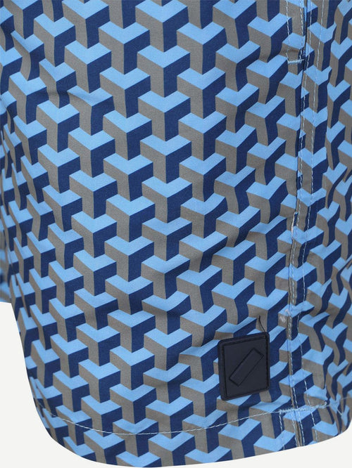 Zwembroek print donkerblauw