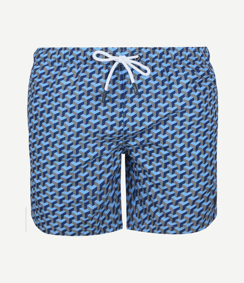 Zwembroek print donkerblauw