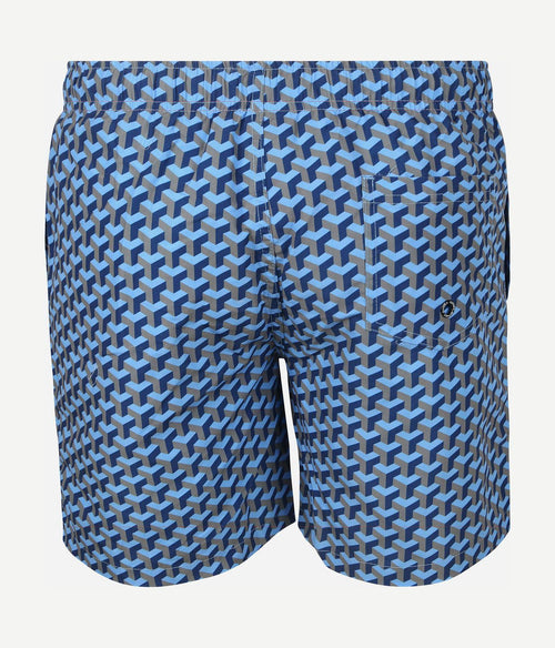 Zwembroek print donkerblauw