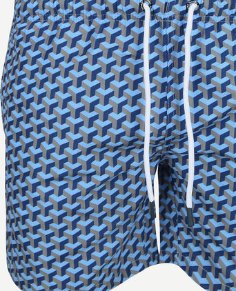 Zwembroek print donkerblauw