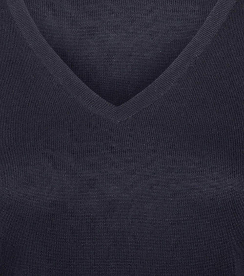 Damestrui cotton cashmere v-hals donkerblauw