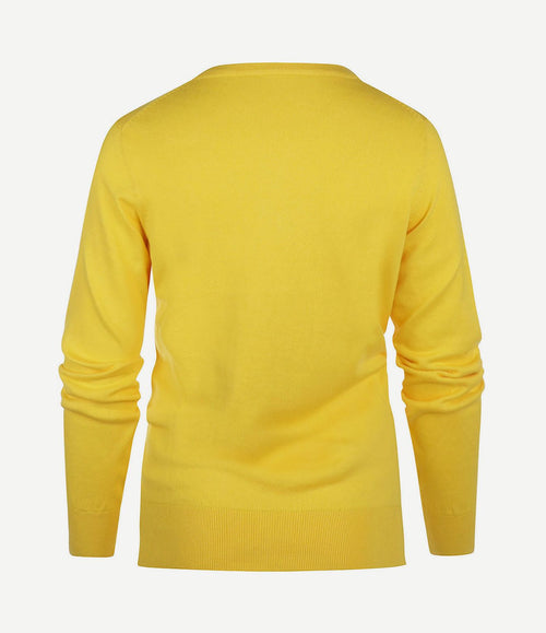 Trui cashmere dames v-hals geel
